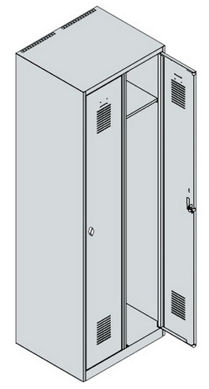 C+P Spind Basis PLUS 088055-20 bodenstehend 2 Abt. 300mm Zylinderschloss (HxBxT) 1850x600x500mm 7035/5010