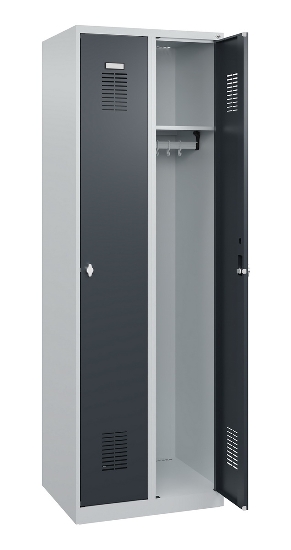 C+P Spind Basis PLUS 088055-20 bodenstehend 2 Abt. 300mm Zylinderschloss (HxBxT) 1850x600x500mm 7035/5010