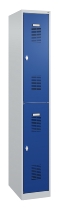 C+P Doppelstöckiger Spind Basis PLUS 088355-30 3 Abt. 300mm Zylinderschloss (HxBxT) 1850x900x500mm 7035/7016