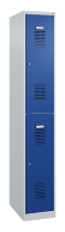 C+P Doppelstöckiger Spind Basis PLUS 088355-30 3 Abt. 300mm Zylinderschloss (HxBxT) 1850x900x500mm 7035/7016