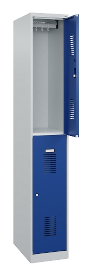 C+P Doppelstöckiger Spind Basis PLUS 088355-30 3 Abt. 300mm Zylinderschloss (HxBxT) 1850x900x500mm 7035/7016