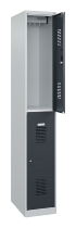 C+P Doppelstöckiger Spind Basis PLUS 088355-30 3 Abt. 300mm Zylinderschloss (HxBxT) 1850x900x500mm 7035/7016