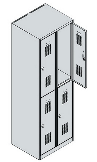 C+P Doppelstöckiger Spind Basis PLUS 088355-30 3 Abt. 300mm Zylinderschloss (HxBxT) 1850x900x500mm 7035/7016