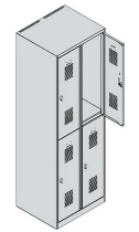 C+P Doppelstöckiger Spind Basis PLUS 088355-30 3 Abt. 300mm Zylinderschloss (HxBxT) 1850x900x500mm 7035/7016