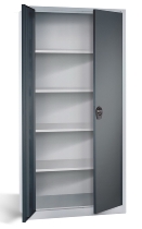 C+P Flügeltürenschrank Basis PLUS 130287-300 Fachböden verzinkt Griffschale mit Zylinderschloss (HxBxT) 1950x930x400mm 7035/5012