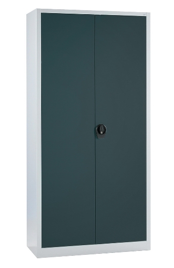 C+P Flügeltürenschrank Basis PLUS 130287-300 Fachböden verzinkt Griffschale mit Zylinderschloss (HxBxT) 1950x930x400mm 7035/5012