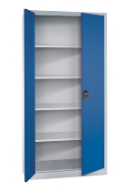 C+P Flügeltürenschrank Basis PLUS 130287-350 Fachböden lackiert Griffschale mit Zylinderschloss (HxBxT) 1950x930x400mm 7035/7035