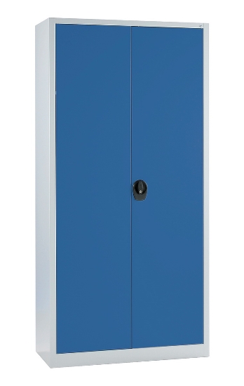 C+P Flügeltürenschrank Basis PLUS 130287-350 Fachböden lackiert Griffschale mit Zylinderschloss (HxBxT) 1950x930x400mm 7035/7035