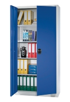 C+P Flügeltürenschrank Basis PLUS 130287-350 lackiert Griffschale mit Zylinderschloss (HxBxT) 1950x930x400mm 7035/5010