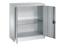 C+P Flügeltürenschrank Basis PLUS 130287-300 Fachböden verzinkt Griffschale mit Zylinderschloss (HxBxT) 1950x930x400mm 7035/5012