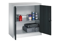 C+P Flügeltürenschrank 130287-300 Serie 12 Fachböden verzinkt Griffschale mit Zylinderschloss (HxBxT) 1000x935x400mm 7035/7016
