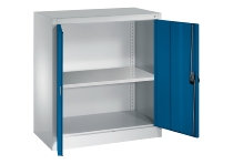 C+P Flügeltürenschrank 130987-350 Serie 12 Fachböden lackiert Griffschale mit Zylinderschloss (HxBxT) 1000x935x400mm 7035/5010