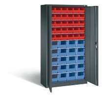 C+P Magazinschrank Serie 13 inkl. 72 Sichtlagerkästen Typ RK sort.(HxBxT) 1980x1000x420mm LG/AG