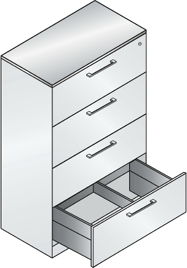 C+P Hängeregistraturschrank 146043-312 C 3000 Asisto 3 Schubladen 2-bahnig (HxBxT) 1010x800x435mm 7035/5010