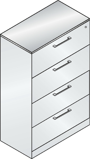 CP Karteischrank Asisto 3+4 Schübe 2-bahnig DIN A4 quer (HxBxT) 1010/1310x800x435mm