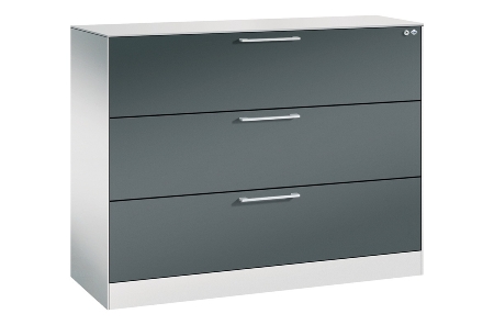 C+P Hängeregistraturschrank 146043-312 C 3000 Asisto 3 Schubladen 2-bahnig (HxBxT) 1010x800x435mm 7035/5010