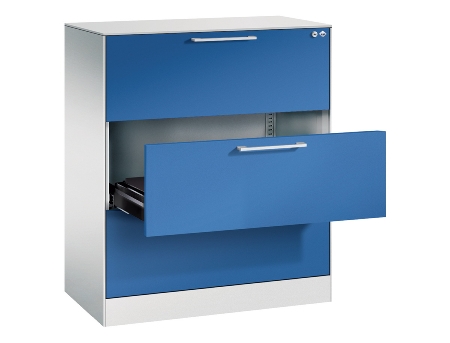 C+P Karteischrank 146023-422 Asisto 4 Schübe 2-bahnig DIN 4 quer (HxBxT) 1310x800x435mm Schwarzgrau/Lichtgrau