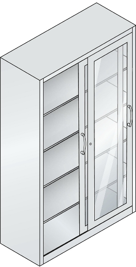 C+P Schiebetürenschrank mit Sichtfenster 2069-055 Acurado 4 Einlegeböden (HxBxT) 1950x1200x600mm 7035/3003