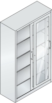 C+P Schiebetürenschrank mit Sichtfenster 2069-055 Acurado 4 Einlegeböden (HxBxT) 1950x1200x600mm 7035/3003