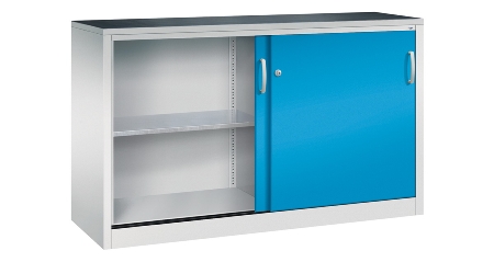 C+P Schiebetüren-Beistellschrank Schwerlast 2057-092 Acurado 2 Einlegeböden (HxBxT) 1200x1200x500mm 7035/7035