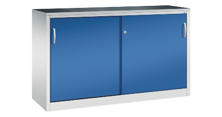 C+P Schiebetüren-Beistellschrank Schwerlast 2057-092 Acurado 2 Einlegeböden (HxBxT) 1200x1200x500mm 7035/7035