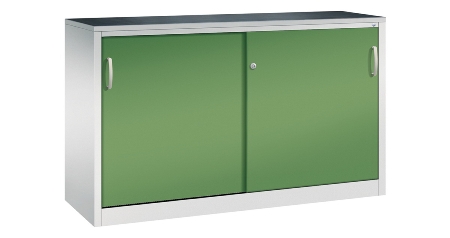 C+P Schiebetüren-Beistellschrank Schwerlast 2057-092 Acurado 2 Einlegeböden (HxBxT) 1200x1200x500mm 7035/7035