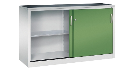 C+P Schiebetüren-Beistellschrank Schwerlast 2057-092 Acurado 2 Einlegeböden (HxBxT) 1200x1200x500mm 7035/7035
