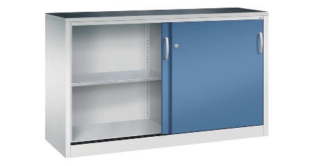 C+P Schiebetüren-Beistellschrank Schwerlast 2057-092 Acurado 2 Einlegeböden (HxBxT) 1200x1200x500mm 7035/7035