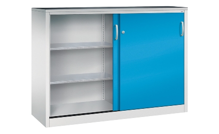 C+P Schiebetüren-Beistellschrank Schwerlast 2057-092 Acurado 2 Einlegeböden (HxBxT) 1200x1200x500mm 7035/7035