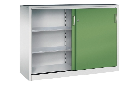 C+P Schiebetüren-Beistellschrank Schwerlast 2057-092 Acurado 2 Einlegeböden (HxBxT) 1200x1200x500mm 7035/7035