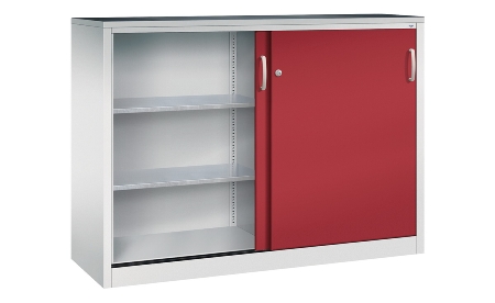 C+P Schiebetüren-Beistellschrank Schwerlast 2057-092 Acurado 2 Einlegeböden (HxBxT) 1200x1200x500mm 7035/7035