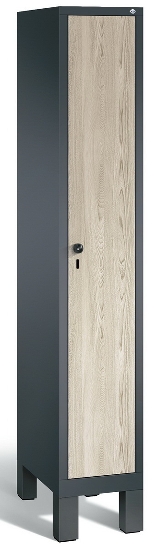 C+P Garderobenschrank Evolo48 2-Abteile 300mm breit mit Füßen (HxBxT) 1850x610x500mm Verkehrsweiß/HPL Weiß