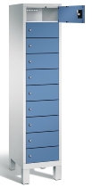 C+P Schließfachschrank Evolo48 2-Abt. je 10 Fächer 400mm breit (HxBxT) 1850x810x500mm mit Füßen 7035/5023