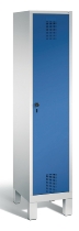 C+P Garderobenschrank Evolo48 3-Abteile 400mm breit mit Füßen (HxBxT) 1850x1200x500mm Lichtgrau/Enzianblau