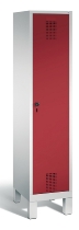 C+P Garderobenschrank Evolo48 3-Abteile 300mm breit mit Füßen (HxBxT) 1850x900x500mm Lichtgrau/Rubinrot