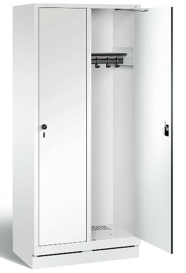 C+P Garderobenschrank Evolo48 2-Abteile 300mm breit mit Füßen (HxBxT) 1850x610x500mm Verkehrsweiß/HPL Weiß