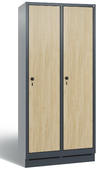 C+P Garderobenschrank Evolo48 2-Abteile 300mm breit mit Füßen (HxBxT) 1850x610x500mm 7016/MDF001