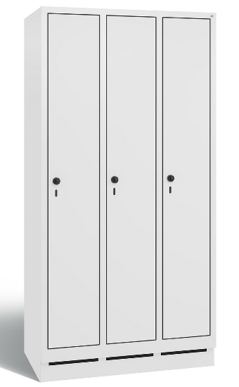 C+P Garderobenschrank Evolo48 2-Abteile 300mm breit mit Füßen (HxBxT) 1850x610x500mm Verkehrsweiß/HPL Weiß