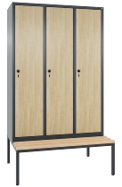 C+P Garderobenschrank Evolo48 1-Abteil 300mm untergeb. Bank (HxBxT) 2090x320x500/815mm 7016/MDF001