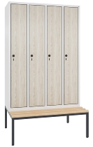 C+P Garderobenschrank Evolo48 1-Abteil 300mm untergeb. Bank (HxBxT) 2090x320x500/815mm 7016/MDF001