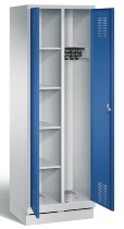 C+P Wäsche-Garderobenschrank Evolo48 2-Abteile je 300mm breit Drehriegelverschluss mit Sockel (HxBxT) 1800x610x500mm Lichtgrau/Einzianblau