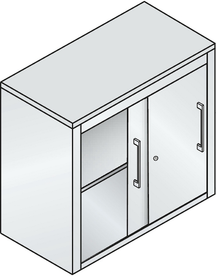 C+P Schiebetürenschrank Schreibtischhöhe 5722-00 C2000 Acurado 2OH (HxBxT) 720x800x400mm 7035/3003