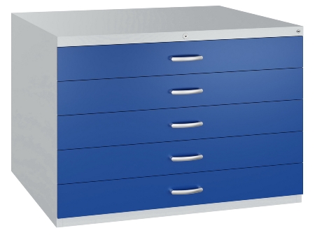 C+P Flachablageschrank DIN A1 Serie 7101-000 mit 10 Schubladen (HxBxT) 760x1100x765mm 7035/7016