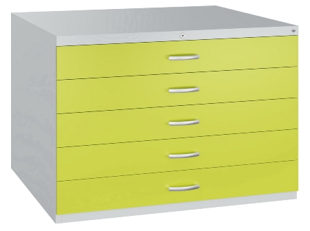 C+P Flachablageschrank DIN A1 Serie 7101-200 mit 8 Schubladen (HxBxT) 760x1100x765mm 9016/9016