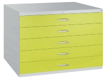 C+P Flachablageschrank DIN A1 Serie 7101-000 mit 10 Schubladen (HxBxT) 760x1100x765mm 7035/7016