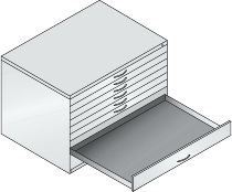 C+P Flachablageschrank DIN A1 Serie 7101-200 mit 8 Schubladen (HxBxT) 760x1100x765mm 9016/9016