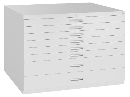 C+P Flachablageschrank DIN A1 Serie 7101-000 mit 10 Schubladen (HxBxT) 760x1100x765mm 7035/7016