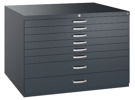 C+P Flachablageschrank DIN A1 Serie 7101-000 mit 10 Schubladen (HxBxT) 760x1100x765mm 7035/7016