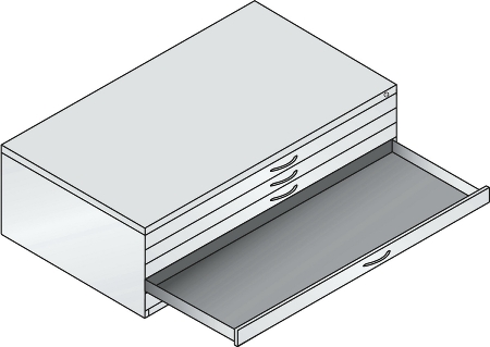 C+P Flachablageschrank DIN A0 Serie 7200-100 mit 3 Schubladen (HxBxT) 420x1350x960mm 7035/7016