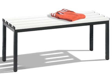 C+P Sitzbank Basic 8052-010 Sitzleisten Kunststoff Lichtgrau (HxBxT) 420x1960x350mm Gestell/Schuhrost Schwarzgrau 7021/7035